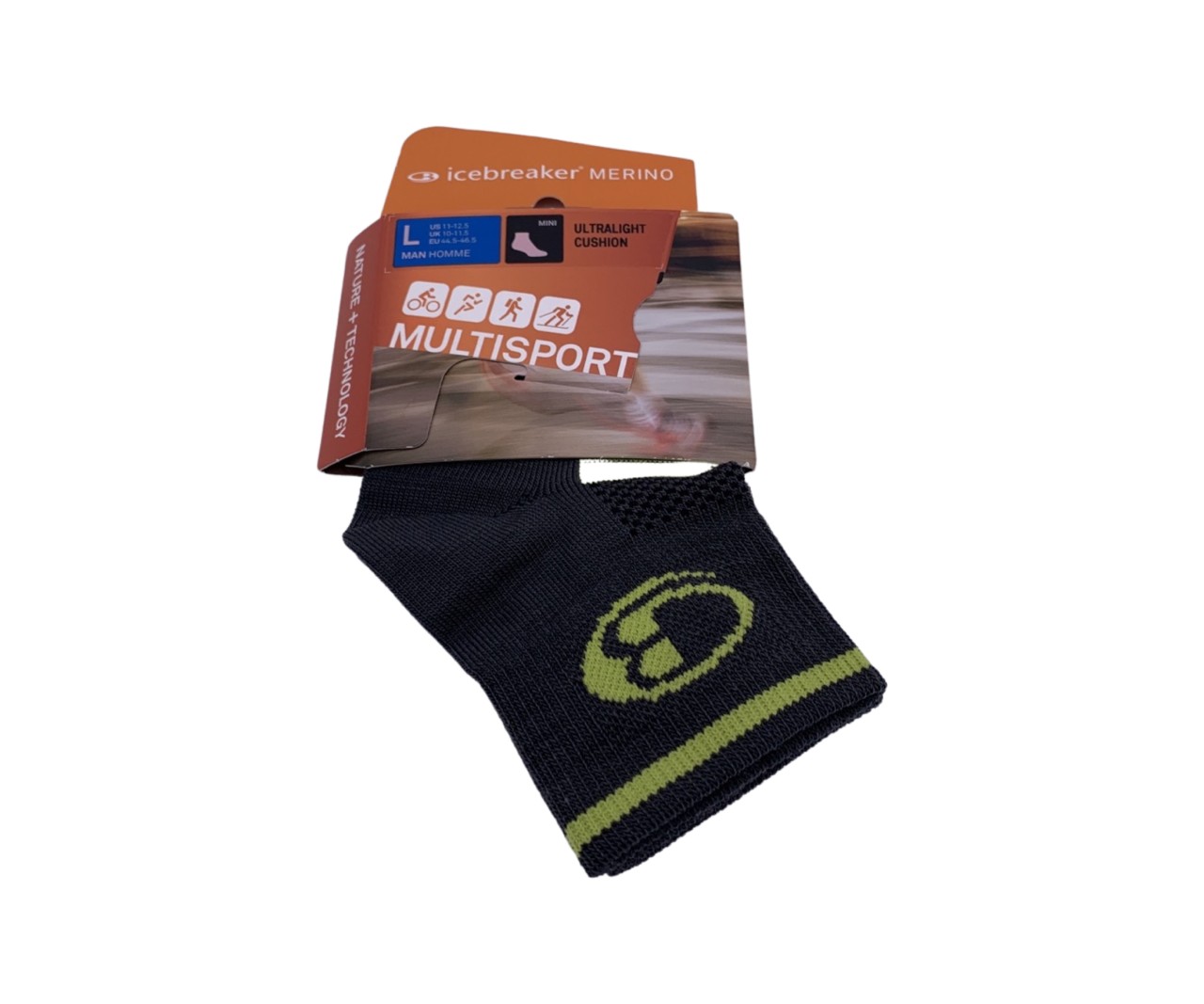 Icebreaker Multisport Ultra Light Socke, grau/gelb, L Man Merino